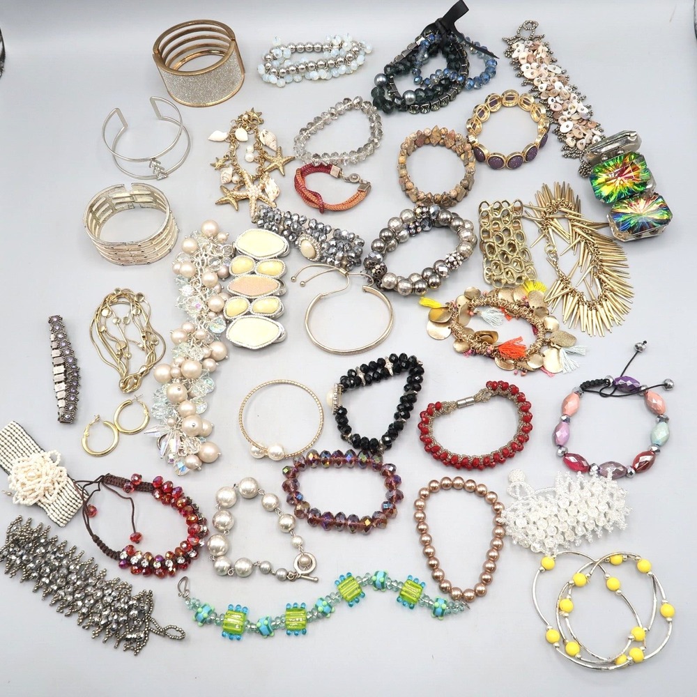 Estate Overflow Vintage Modern Costume Jewelry Wearable Bracelet Lot